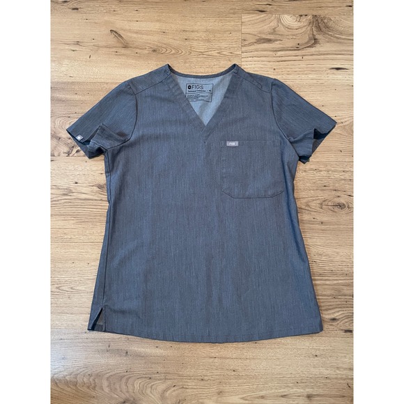 Figs Tops - FIGS Catarina One-Pocket Scrub Top Womens XS Heather Charcoal Grey V-Neck FW1000